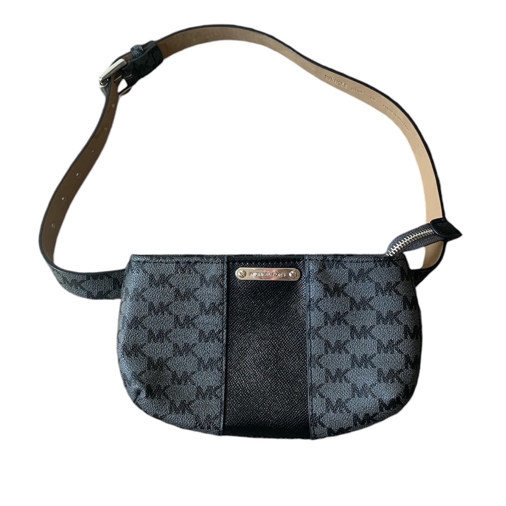 Michael Kors black grey logo belt bag crossbody S/M Fanny pack minimalist unisex